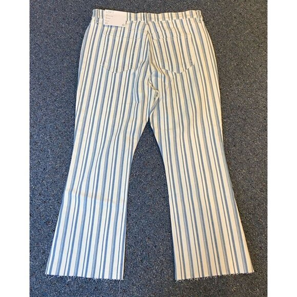 NWT Ann Taylor Loft Kick Crop High Rise Jeans Blue White Stripe 30 10 Petite New - Picture 5 of 7
